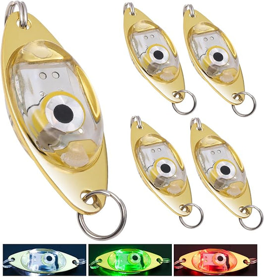 LED水中釣りルアー、LEDライトベイトフラッシャー、ディープドロップ釣りルアー、魚眼誘引ライトベイトランプ 5個セット