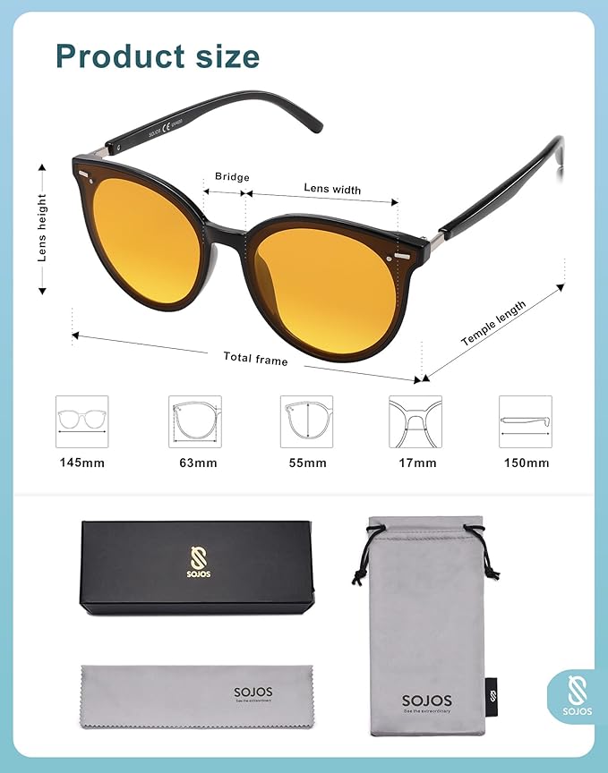 SOJOS Sunglasses Womens Trendy 2025 Classic Round Retro Vintage Shades Large Frame Sunnies SJ2067