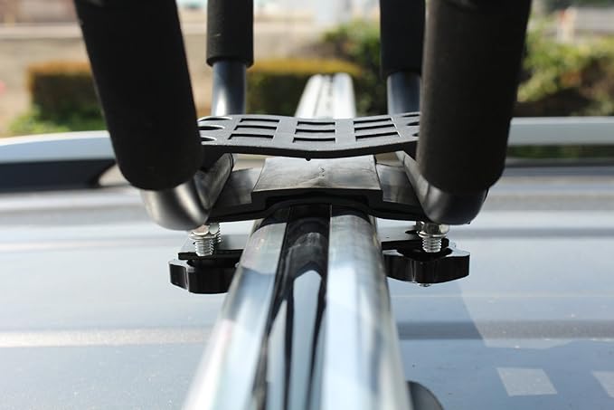 TMS Kayak Roof Racks for 2 Kayaks - Dual Universal Fit Carriers Include Two Sets of Straps for Cars, Trucks and SUVs - Easy to Mount J-Bar Style Carriers for Kayaks Canoes Paddleboards and Surfboards