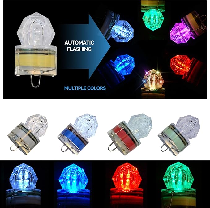 水中LED釣りルアー、LED発光ベイトフラッシャー、深海釣りルアー、魚眼誘引ライトベイトランプ5個セット