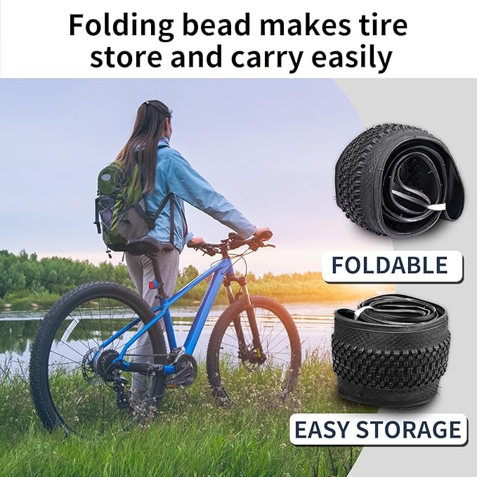 27.5 X 1.95 Inch Folding Bike Tires with 3mm Anti Puncture Proof Protection for Mountain Bicycles