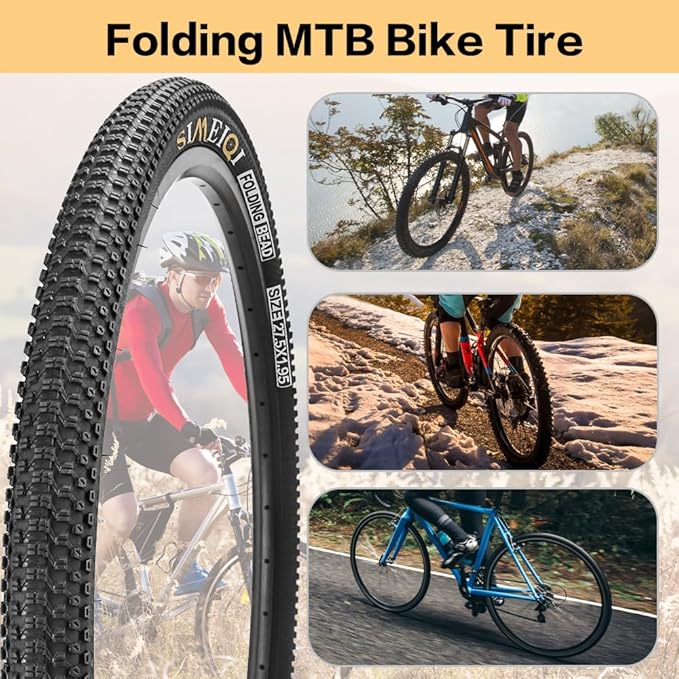 27.5 X 1.95 Inch Folding Bike Tires with 3mm Anti Puncture Proof Protection for Mountain Bicycles