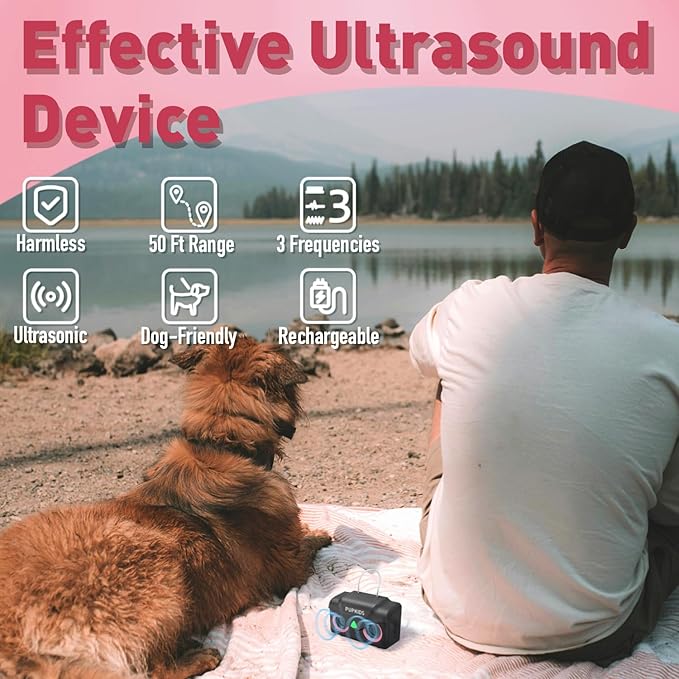 Anti Barking Device for Dogs - Dog Bark Deterrent Devices with 3 Modes Range 50ft, Rechargeable Ultrasonic Dog Barking Silencer for Indoor & Outdoor