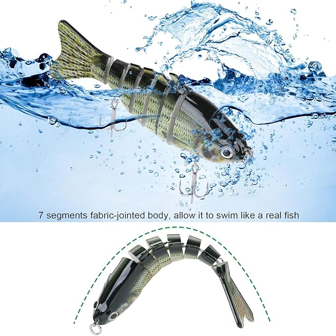 Lifelike Fishing Lures for Bass, Trout, Walleye, Predator Fish - Realistic Multi Jointed Fish Popper Swimbaits - Spinnerbaits Lure Fishing Tackle Kits - Freshwater and Saltwater Crankbaits - 3 Pack