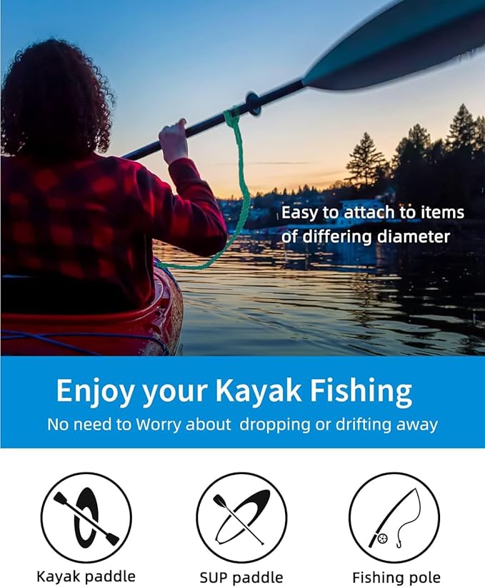 OCEANBROAD Kayak Paddle Leash Stretchable Strap Lanyard Rope for SUP Kayaking Boating Canoeing Fishing Pole Rod 4-7 Feet