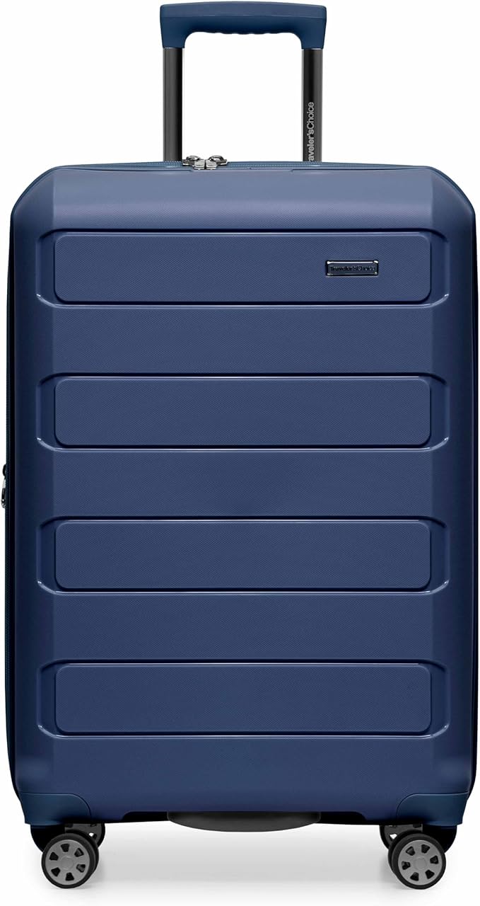 Traveler's Choice Pagosa ハードシェル 拡張可能荷物 スピナーホイール付き ネイビー 26インチ M