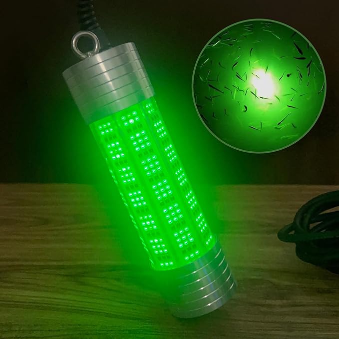 Luckerain Underwater Fishing Light 150W 20000LM Green Light for Fishing 110V&12V Submersible Fishing Attracting Light for Docks,Boats or Yachts, Anti-Corrosion for Fresh & Salt Water 30ft Cable