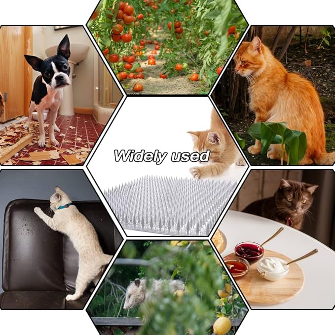 16" x 13" Cat Spike Mat Outdoor Indoor Cat Deterrent Scat Mat Keep Cats/Dogs Off Counter Pet Deterrent Training Mats Plastic Mats with Spikes (18.3 Sq.ft) (16)