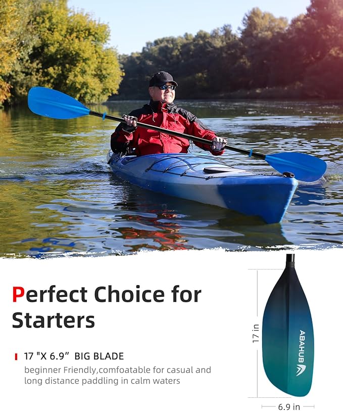 Abahub 調整可能カヤックパドル 210-230 cm/ 230-250 cm フローティングカヤックオール ボートオール カヌーオール ブラック