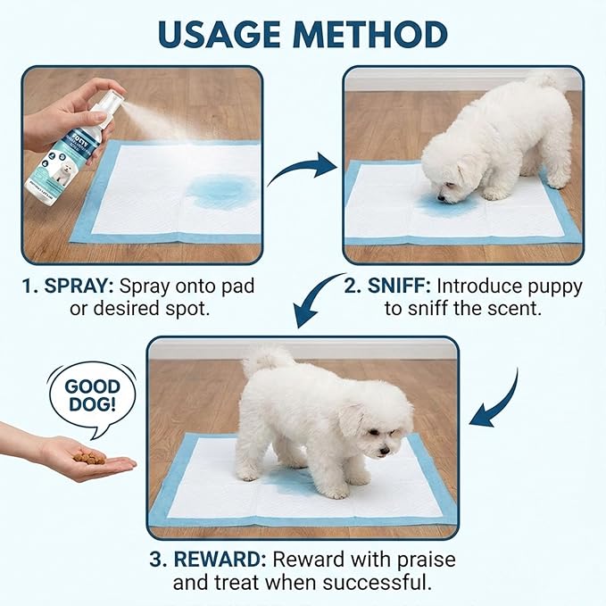 Dog Potty Training Spray - Fragrance-Free Alcohol-Free, Indoor & Outdoor Puppy Toilet Training Aid for All Ages & Breeds, 3.38 Fl Oz