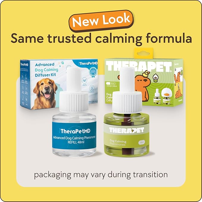 TherapetMD 2-Pack 120-Days Dog Calming Diffuser Kits - Dog Pheromone Diffuser for Stress, Destructive Behavior, Pee Accidents, Separation Anxiety, Barking & Chewing - 120-Days Refills - Box May Vary
