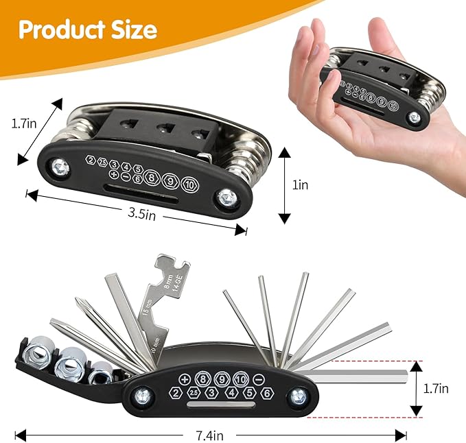 PXZBLG Bike Repair Kit, Bike Tire Repair Tool Kit, Including 16-in-1 Bike Multitool, Bicycle Tire Repair Accessories, Used for Mountain Bike and Road Bike