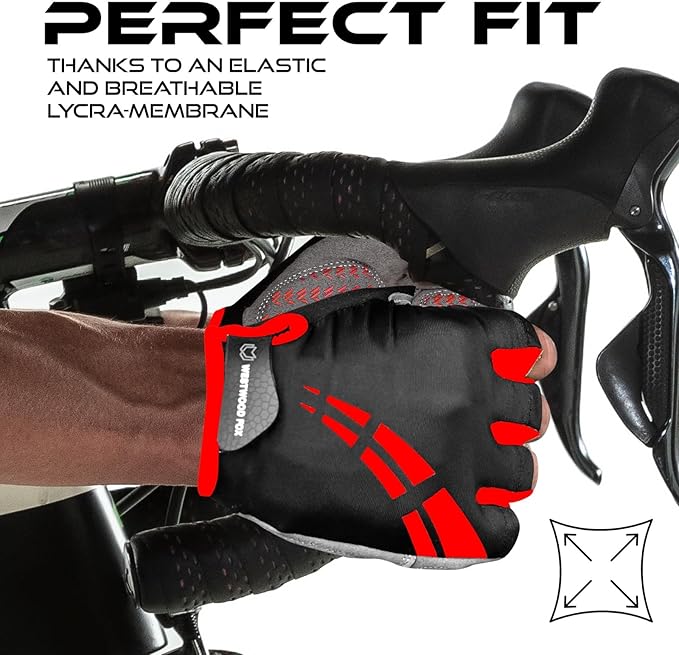 WESTWOOD FOX Cycling Gloves for Men Women,Half Finger Unisex Gel Padded Anti-Slip Mountain Bike Gloves, Breathable Shock Absorption Grip Palm Bicycle Summer Riding MTB Bike Gloves