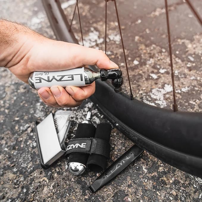 LEZYNE Twin Repair Kit | Durable Compact Bicycle C02 & Tire Repair Package| Includes Twin Speed CO2 Inflator, 2 Threaded CO2 Cartridges, Power Levers & Smart Kit