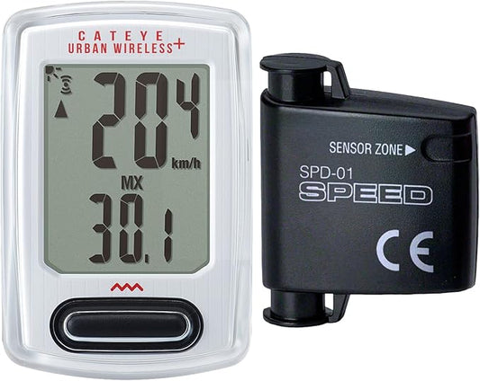CATEYE Urban Wireless+ Bike Computer – Wireless Speedometer with Backlight, Calorie Tracking, FlexTight™ Mount, Auto Start/Stop, 1 Year Battery Life, for Road, MTB, Gravel Cycling