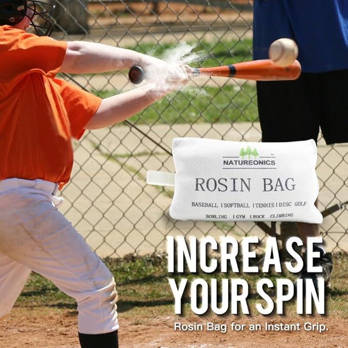 Rosin Bag for Improved Grip in Baseball, Bowling, Softball, Pickleball, Tennis, Disc Golf, Gym & Weight Lifting, Pole Grip and Rock Climbing - 5.3 Oz, White, 5.12 x 3.4 Inches.