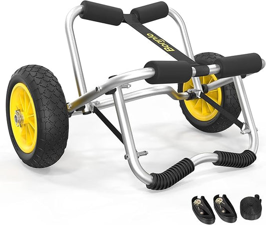 Bonnlo Kayak Cart Dolly Kayak Wheels Detachable Canoe Cart with Solid Tires and Kickstand Kayak Trolley