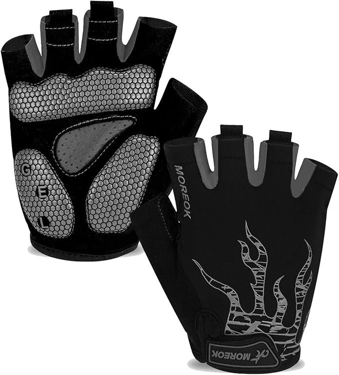 MOREOK Cycling Gloves Bike Gloves for Men/Women-[5MM Gel Pad] Half Finger Bicycle Biking Gloves for Cycling/Weight Lifting/Gym/Motorcycle/Rowing/Outdoor Sports