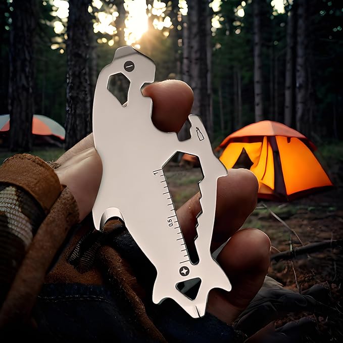 Father's Day Gifts for Dad from Daughter Son, Keychain Multi-tool 13 in 1 Pocket Gadgets Tools Bottle Opener Screwdriver, EDC Tool Key Ring Anniversary Birthday Gifts for Men Him (Shark)