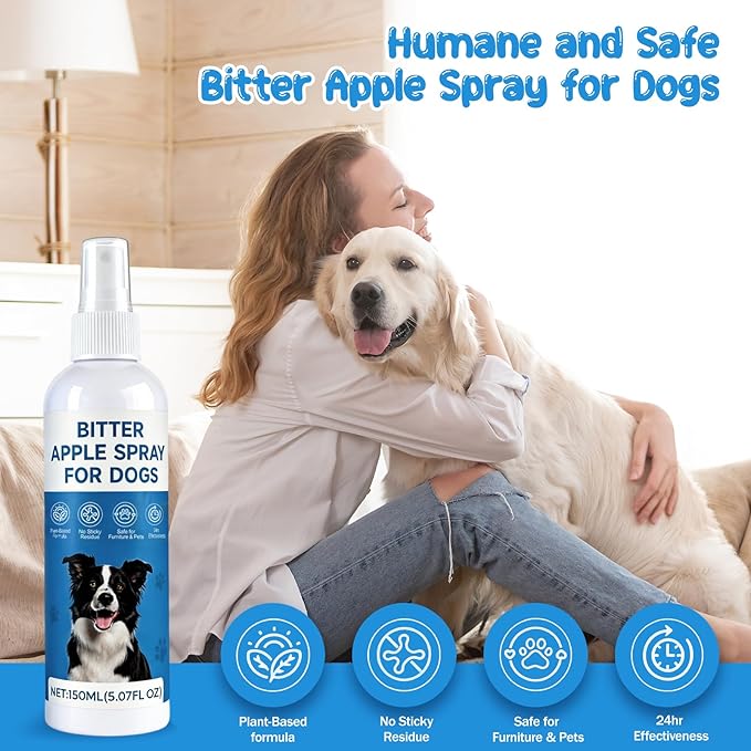 Bitter Apple Spray for Dogs – Alcohol-Free No Chew & Dog Deterrent Spray to Stop Chewing and Licking, Protect Furniture, Shoes, Plants & Household Items
