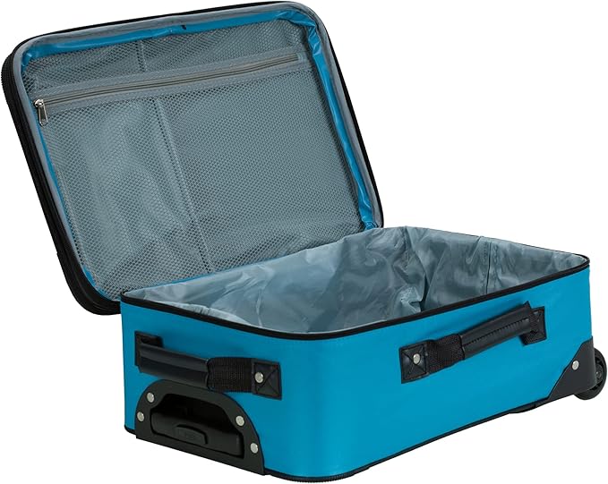 Rockland Journey Softside Upright Luggage Set,Expandable, Turquoise, 4-Piece (14/19/24/28)