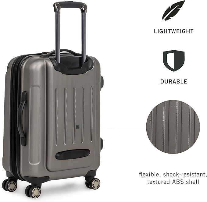 Kenneth Cole REACTION Renegade Luggage 拡張式 8輪スピナー 軽量 ハードサイド スーツケース シルバー 20インチ 機内持ち込み手荷物