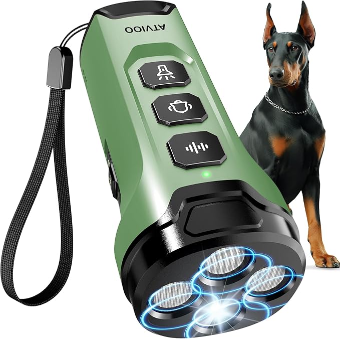 Dog Bark Deterrent Devices - Humane & Effective Training Dog, Stop No More Barking with 3X Ultrasonic Emitters (Green)