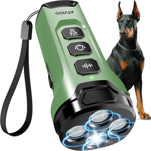 Dog Bark Deterrent Devices - Humane & Effective Training Dog, Stop No More Barking with 3X Ultrasonic Emitters (Green)