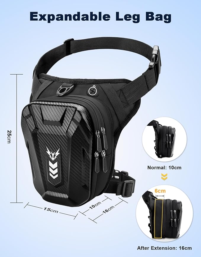 ISEYOU Thigh Bag for Women Men, Motorcycle Leg Bag with Leg Strap, Expandable Storage Multifunctional Gear Bags for Racing Bike Cycling Horse Riding Hiking Camping Fishing Travel Outdoor