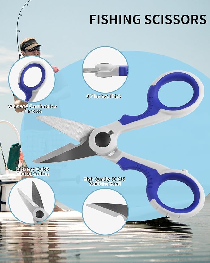 Fishing Tool Kit - Fishing Pliers, Hook Remover, Fish Gripper，Fish Scale, Fish Knife, Saltwater Fishing Gear with Sharpeners, Best Gifts for Men