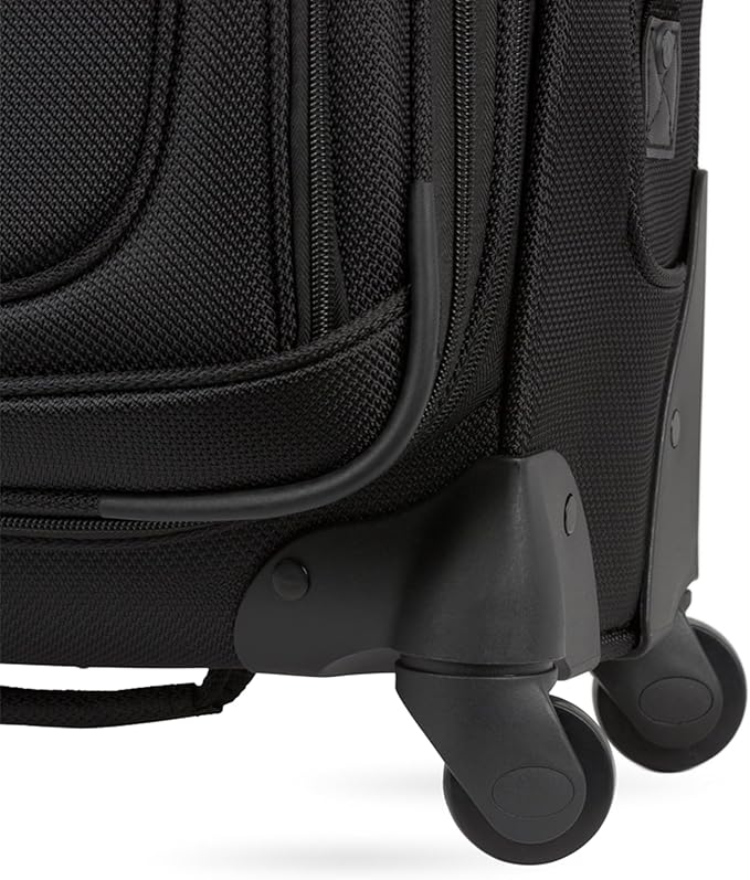 SwissGear Sion Softside Expandable Luggage – Carry-On Suitcase with 360 Degree Wheels & Retractable Handle – 21 Inch, Perfect for 1-3 Night Trips – Black