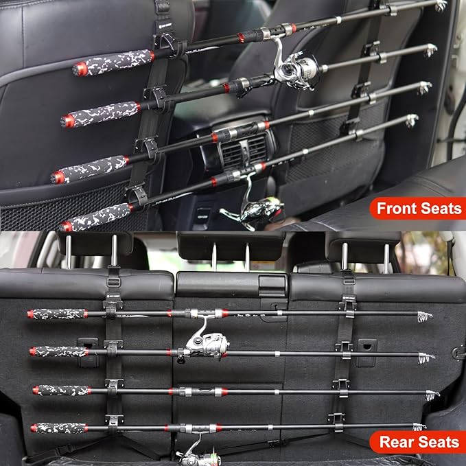 OJYDOIIIY Fishing Rod Racks for Car, 4-Rod or Combos Capacity Rod Holder for Car,SUV,Truck Front or Rear Seats