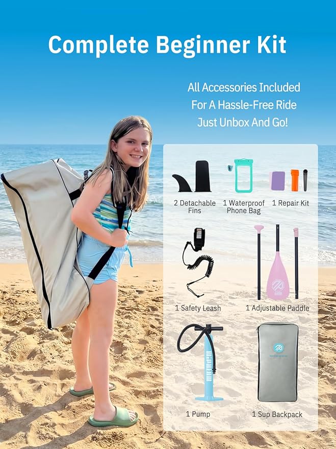 Niphean Inflatable Stand Up Paddle Board with SUP Accessories, Anti-Slip EVA Deck, 10’6’’ Inflatable Paddle Boards for Adults & Youth of All Skill Levels