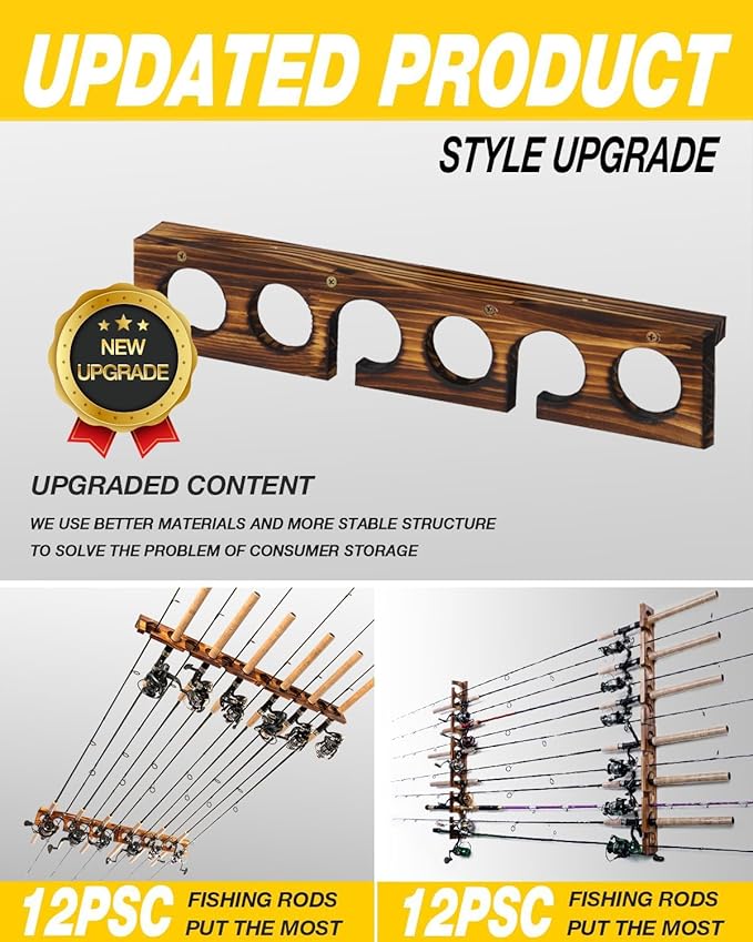 Ghosthorn Holds Up to 18 Rods Fishing Pole Rod Racks Wall or Ceiling Mounted Fishing Pole Rod Holders for Garage Storage Organizer Fishing Gear Equipmen for Men Women