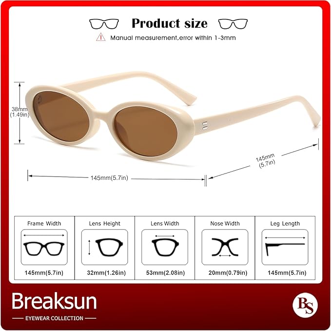 Retro Oval Sunglasses for Women Men Fashion Small Oval Sunglasses 90s Vintage Shades
