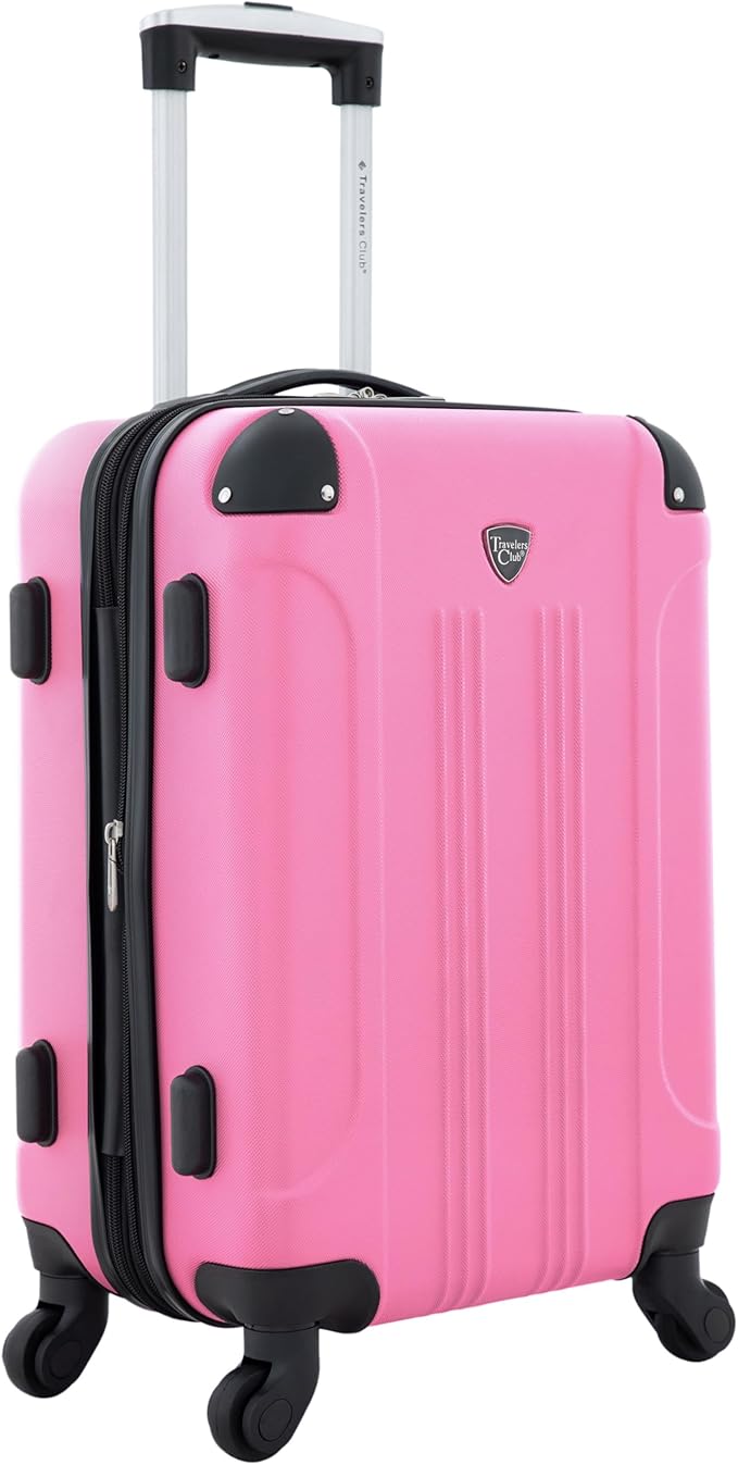 Travelers Club シカゴ ハードサイド 拡張可能スピナーラゲージ ホットピンク 20インチ機内持ち込み HS-20720-EX-690N