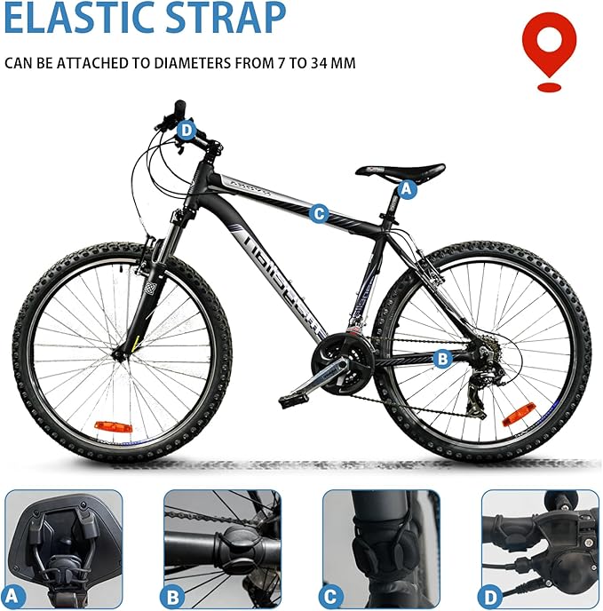 LILIWER Hidden Silicone Bike Mount for Apple AirTag, Tear-Resistant Anti-Theft Tracker Holder Strap for Mountain Bikes & E-Bikes, Tool-Free Fit for 7-34mm Tubes (1 Pack - AirTag NOT Included)