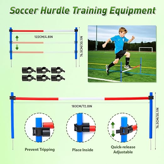 6 Pcs Pole Bending Poles for Horses,6FT Adjustable Equestrian Training Equipment for Horses,Agility Poles for Horses,Soccer & Dog,Red, White, Blue