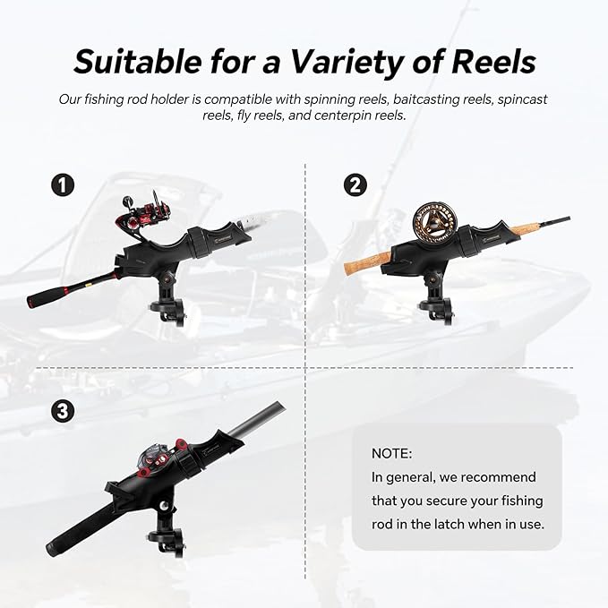 HITORHIKE Fishing Rod Holder Universal Fit Kit Allows for 360-degree Adjustment Kayak Fishing Boat Powerlock Rod Holder