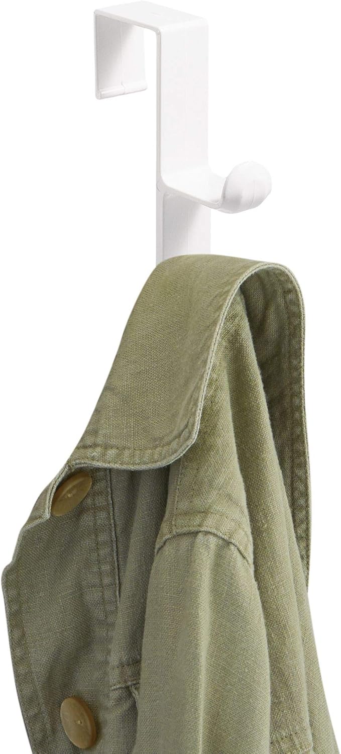 iDesign Over The Door Plastic Dual Hook Hanger for Coats, Jackets, Hats, Robes, Towels, Ideal for Bathroom, Bedroom, Mudroom, White (Pack of 36)