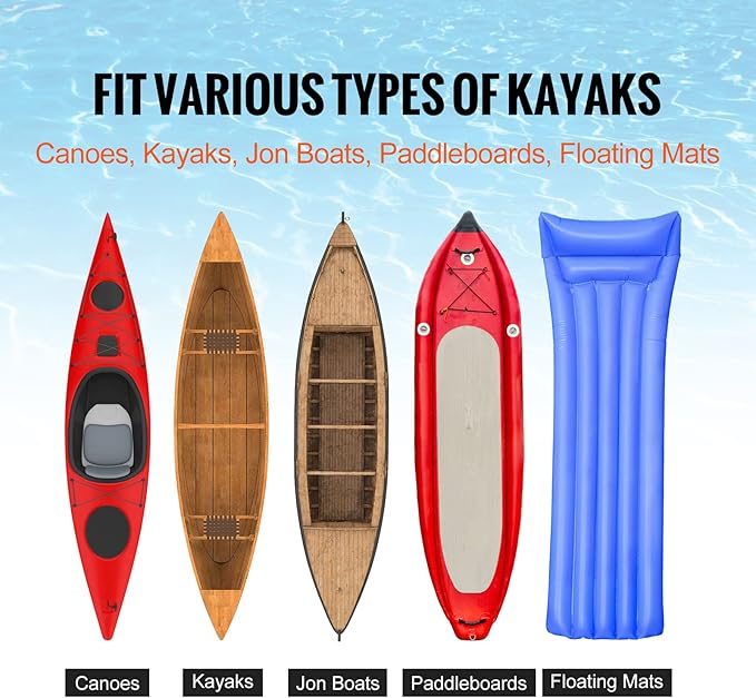 VEVOR Kayak Cart, 250lbs Load Capacity, Foldable Kayak Dolly Aluminum Kayak Wheels with 10'' Solid Tires for Kayaks Carrier Canoes Paddleboard Kayak Trolley Float Mats Jon Boats