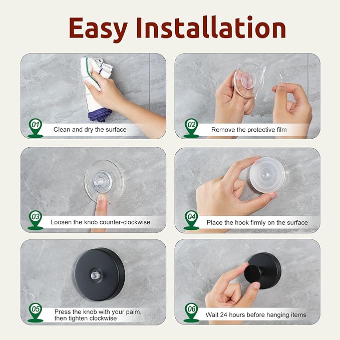 4 Packs Suction Cup Hooks for Shower, Heavy-Duty Wreath Hangers for Front Door, No Drill Glass Door Shower Suction Hooks No Damage for Walls Bathroom Kitchen Window Mirror Tile Towel Coat Robe Loofah