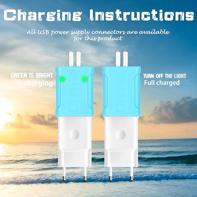 6 Pcs Fishing Glow Sticks LED Fishing Pole Light Night Fish Alert Glow Stick with 8 Pcs Rechargeable CR425 Battery and Battery Charger