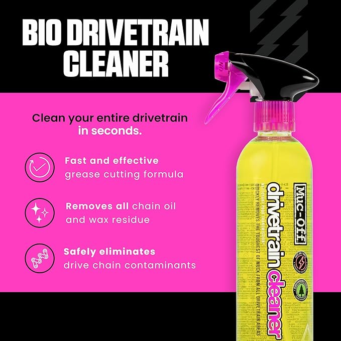 Muc-Off Bio Drivetrain Cleaner | Effective Biodegradable Bicycle Chain Cleaner and Degreaser Spray | Suitable for All Types of Bike