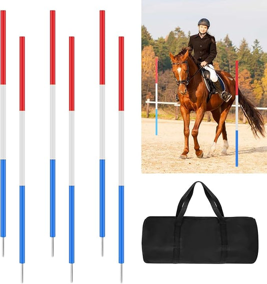 6 Set Pole Bending Poles for Horses 6FT Adjustable Training Equipment for Horses Football Basketball Speed