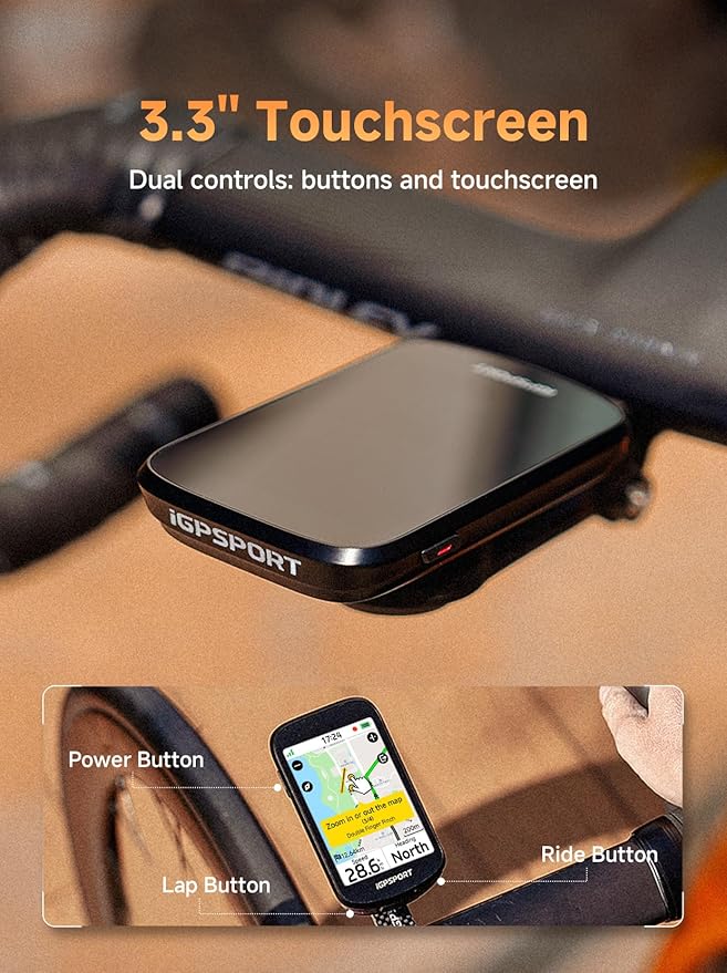 iGPSPORT BSC500 GPS Bike Computer, 3.3'' Touchscreen MAP & Voice Navigation Ebike Mode Climb Training Function