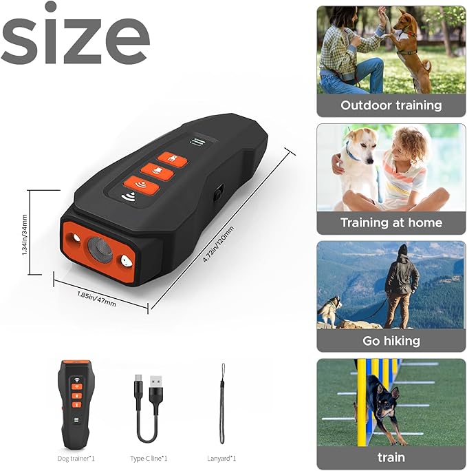 2026 Upgraded Anti Barking Device for Dogs, Ultrasonic Dog Bark Deterrent, Dog Bark Deterrent Devices, Best Anti-Barking Device, 3 Modes & LED Light Portable Indoor & Outdoor