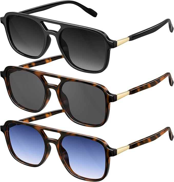 Retro Aviator Sunglasses for Women Men:Polarized Trendy Vintage 70s Rectangle Womens Shades Sun Glasses UV Protection