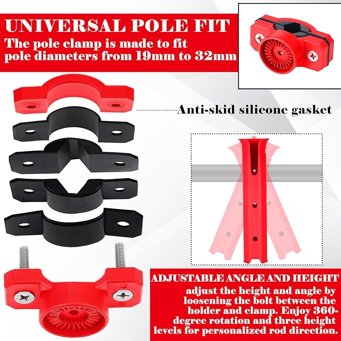Pole Mount Fishing Rod Holders for Bike Rack Rotatable Fishing Chair Pole Holders with Clamp for Boat Bicycle Motorcycle Kayak Cart