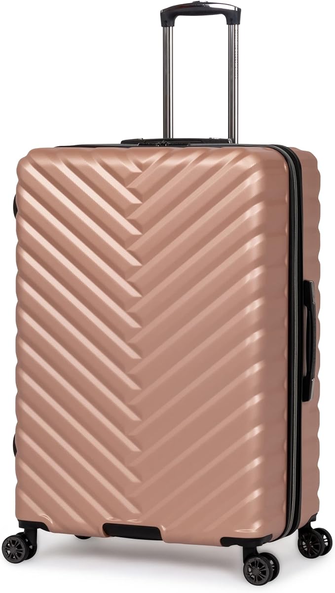 Kenneth Cole REACTION マディソンスクエア 軽量ハードサイド シェブロン 拡張可能 スピナーラゲッジ ローズゴールド 28インチ チェックイン